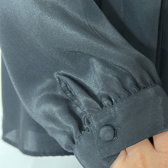 VINTAGE NOTATIONS BLACK BUTTON DOWN LONG SLEEVE JEWELED BLOUSE 14 women’s - Picture 6 of 8